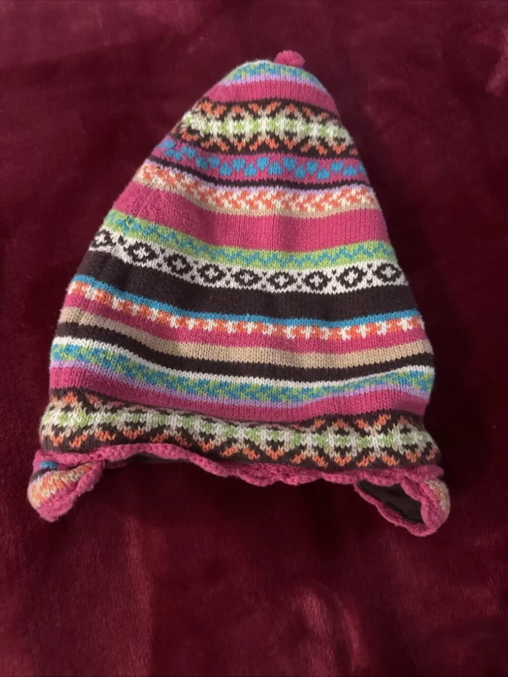 Soft Baby Alpaca Reversible Chullo Beanie Pink Gray Unisex Colorful Boho Peru